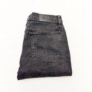 Madewell Tomboy Straight Charcoal Black Raw Hem Zip Fly Denim Jeans Size 28